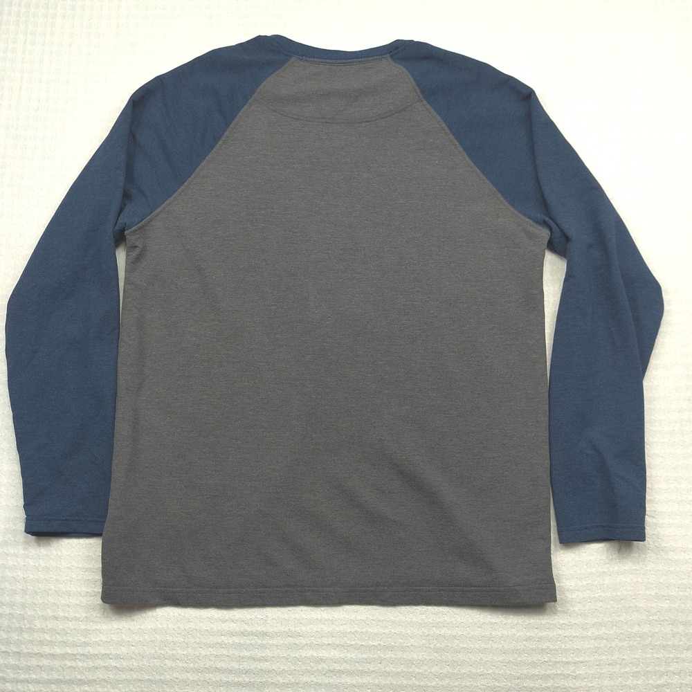 Orvis Mens Large Gray Blue Raglan Long Sleeve Crew Neck T-Shirt 1225440 Stretch - Picture 2 of 11